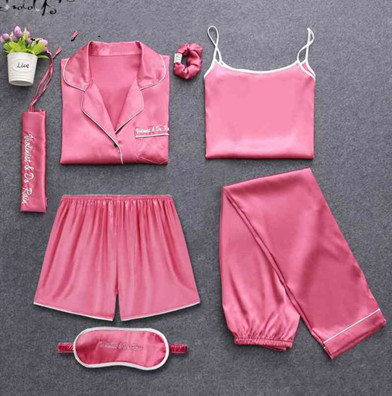 Satin Fantasy Pajamas 7 pieces Set