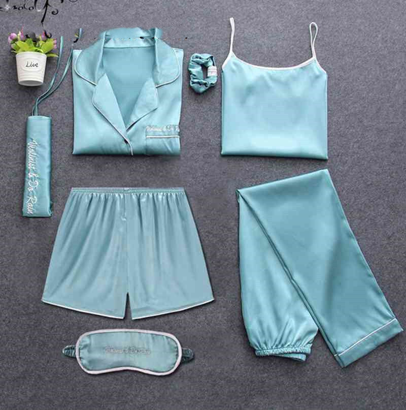 Satin Fantasy Pajamas 7 pieces Set