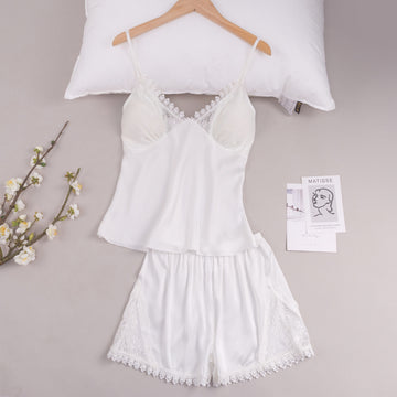 Casual Shorts Two-piece Ladies Pijamas -Silk Imitation