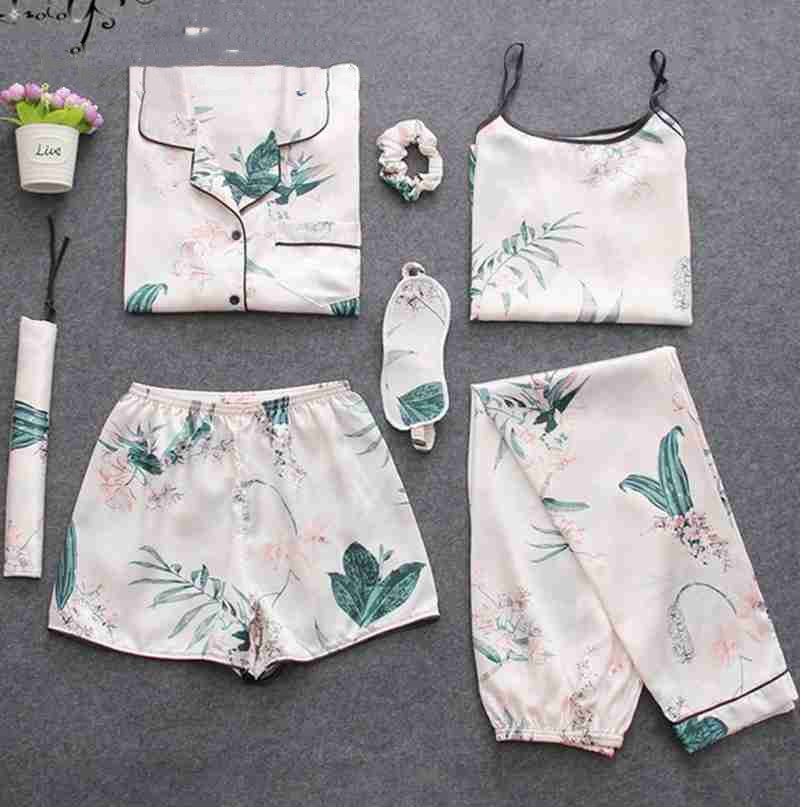 Satin Fantasy Pajamas 7 pieces Set