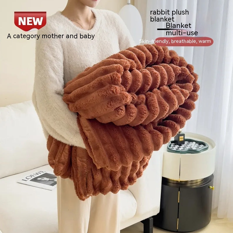Soft Wind Bubble Velvet Blanket Warm Rabbit Fur Blanket