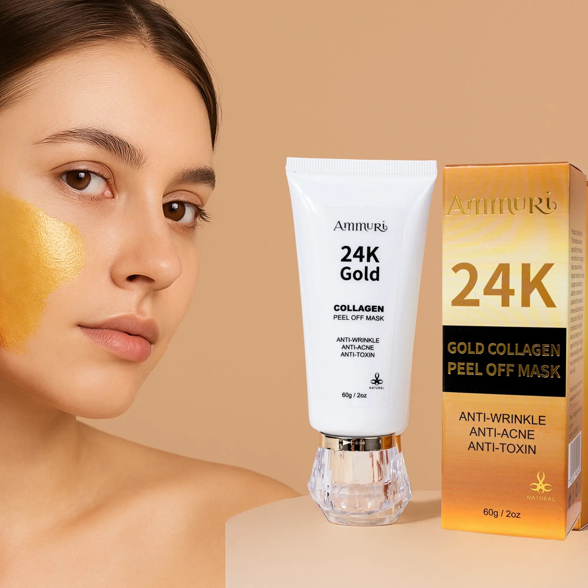 Ammuri 24K Gold Peel-Off Face Mask – Deep Cleansing & Brightening Pore Minimiser (60ml)-1