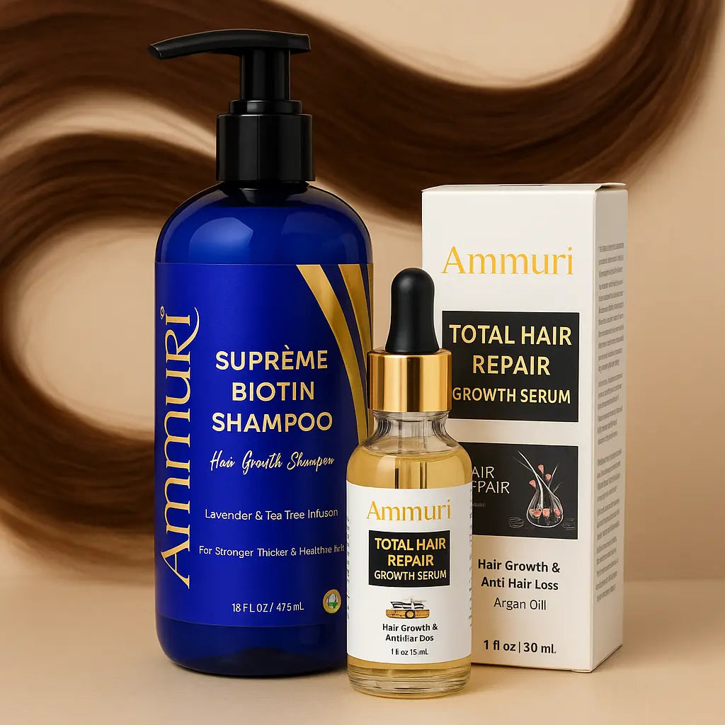 Ammuri Biotin Haircare Set – Anti-Hair Loss Shampoo & Strengthening Hair Serum for Men & Women-0