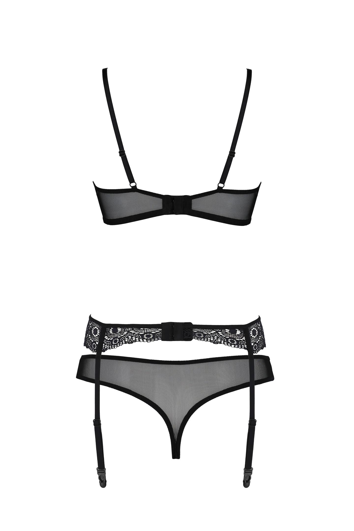 Black mesh-and-lace Set