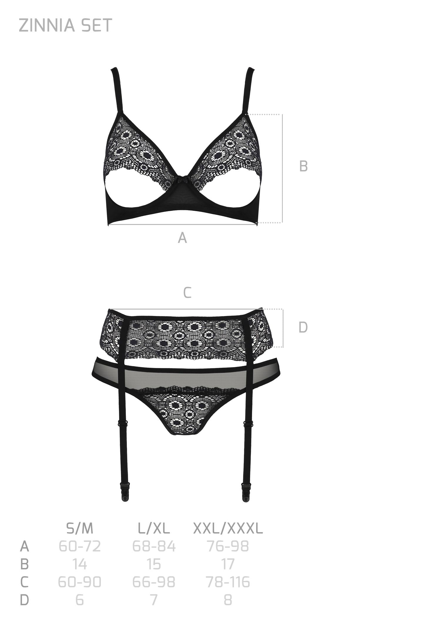Black mesh-and-lace Set