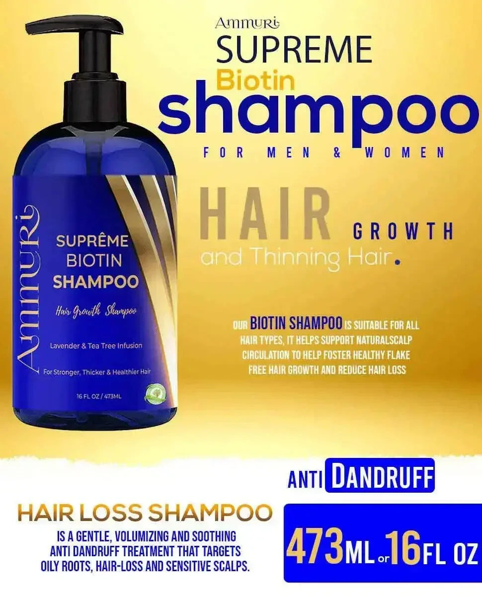 Ammuri Biotin Haircare Set – Anti-Hair Loss Shampoo & Strengthening Hair Serum for Men & Women-2