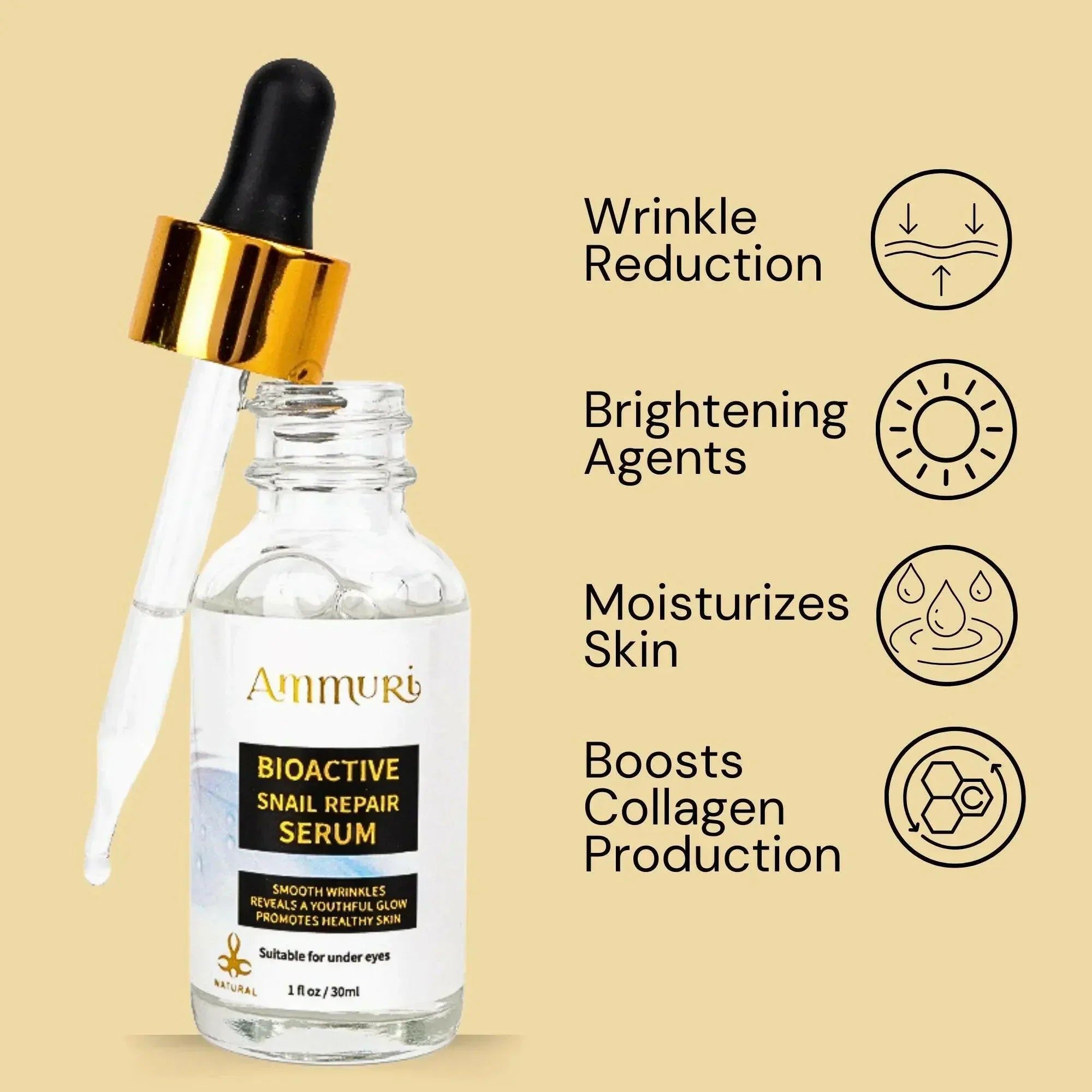 Ammuri Bioactive Snail Repair Serum | Anti-Aging Hydration with 87% Organic Ingredients – 30ml-2